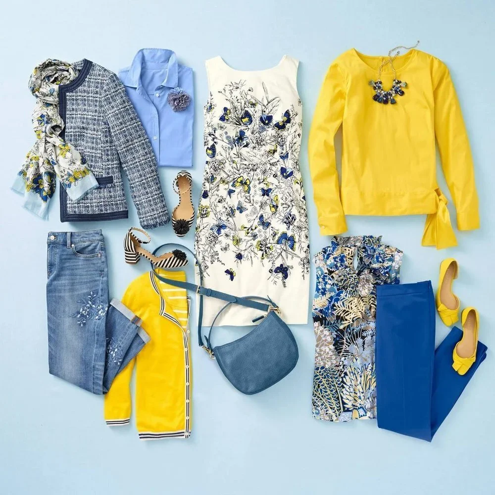 NWT Talbots Butterfly Spring Sateen Sheath Dress Cerulean Yellow White Size 4 P - Picture 5 of 9